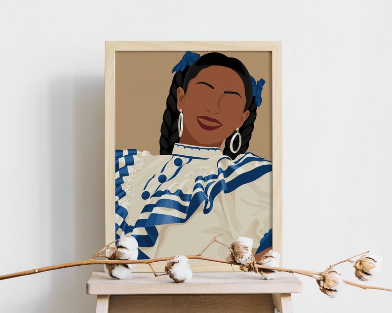 El Salvador Art Print, Salvadoran Woman Poster, Salvador Traditional Portrait, Salvadorean Art, Central American, Hispanic Art, Latino Art image 6
