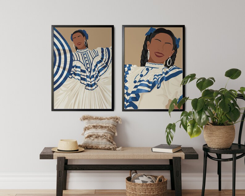 El Salvador Art Print, Salvadoran Woman Poster, Salvador Traditional Portrait, Salvadorean Art, Central American, Hispanic Art, Latino Art image 7