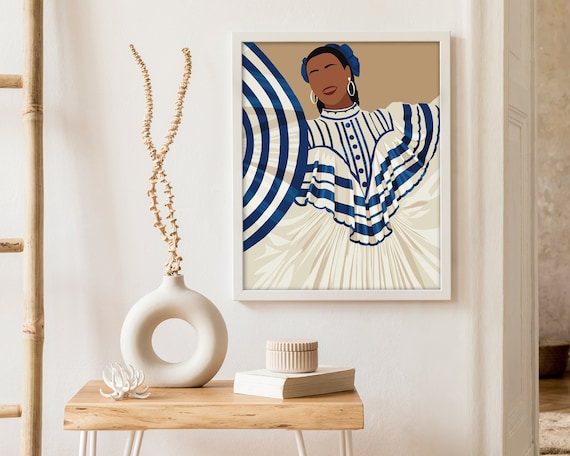 El Salvador Art Print, Salvadoran Woman Poster, Salvador Traditional Portrait, Salvadorean Art, Central American, Hispanic Art, Latino Art