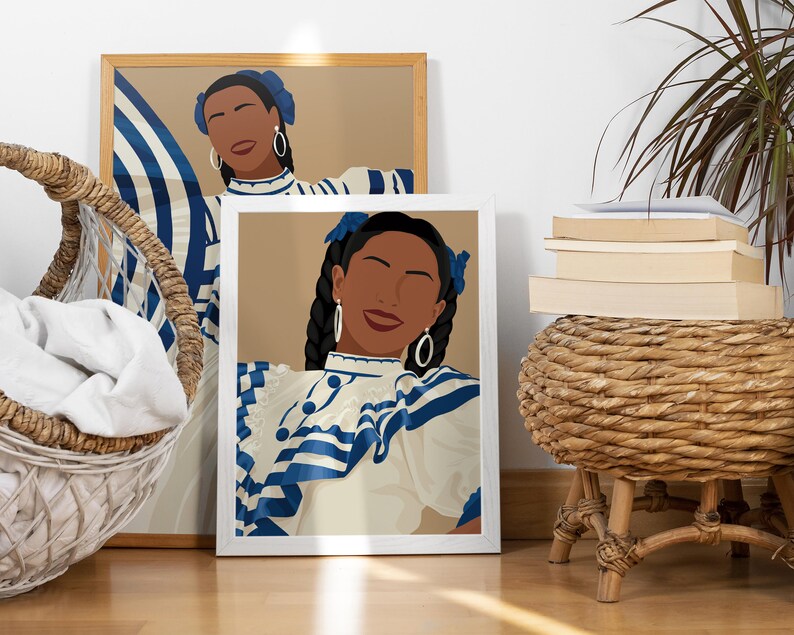 El Salvador Art Print, Salvadoran Woman Poster, Salvador Traditional Portrait, Salvadorean Art, Central American, Hispanic Art, Latino Art image 5