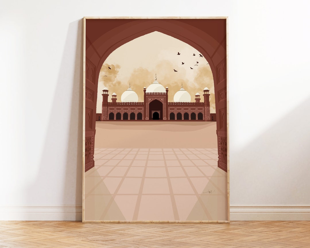 Badshahi Mosque Print, Pakistan Wall Art, Lahore Art, Travel Gift