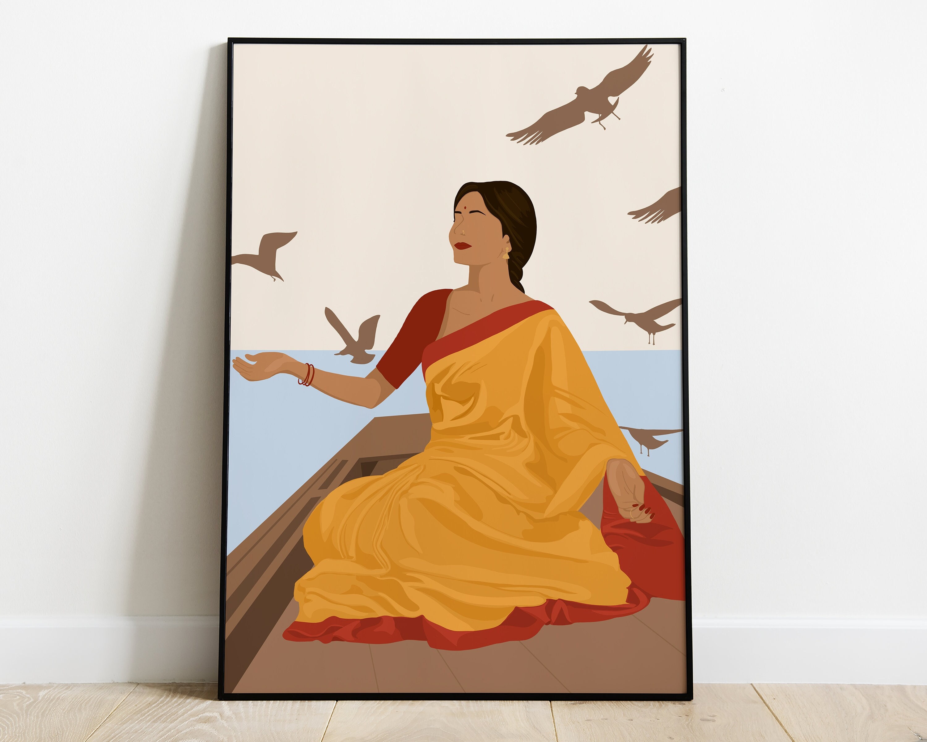 Desi Art, Indian Woman Wall Art, South Asian Art, Brown Girl Art