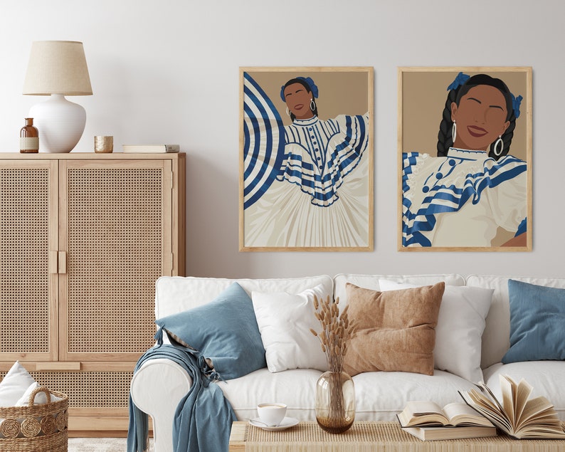El Salvador Art Print, Salvadoran Woman Poster, Salvador Traditional Portrait, Salvadorean Art, Central American, Hispanic Art, Latino Art image 2