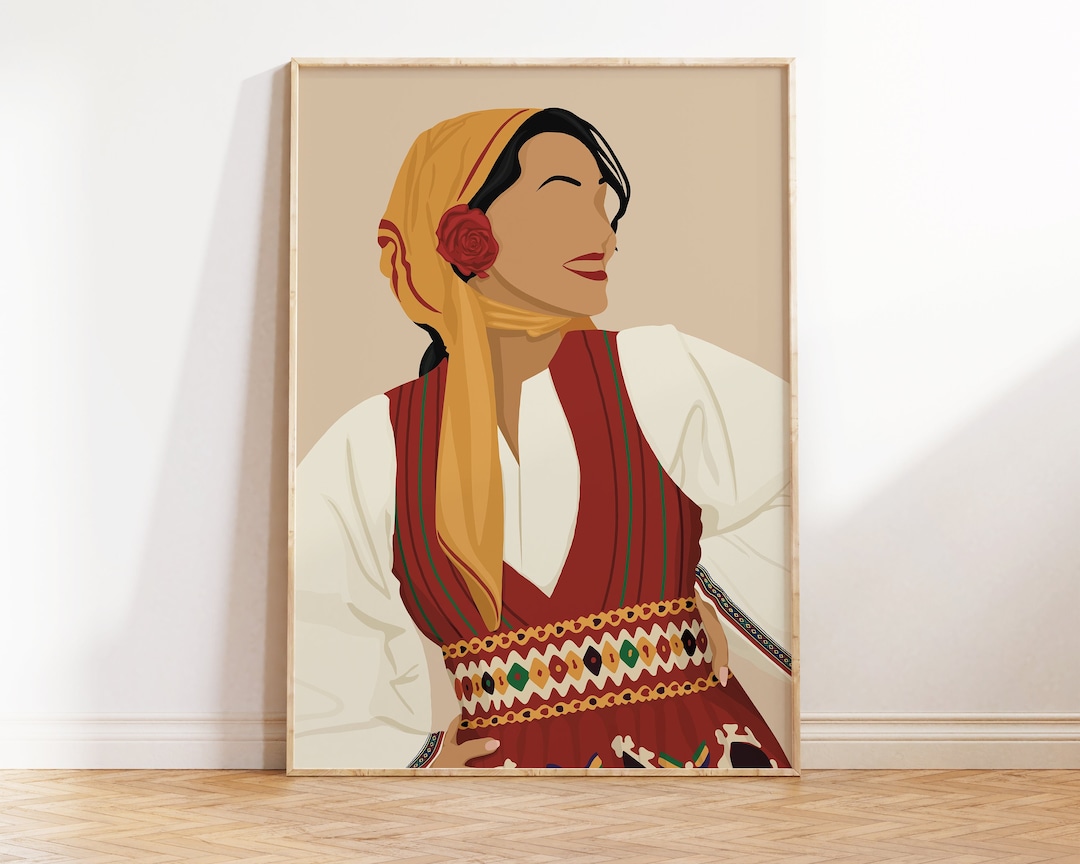 Macedonia Wall Art, Macedonian Folk Dancers, Macedonian Woman Poster, Macedonian Folklore Art