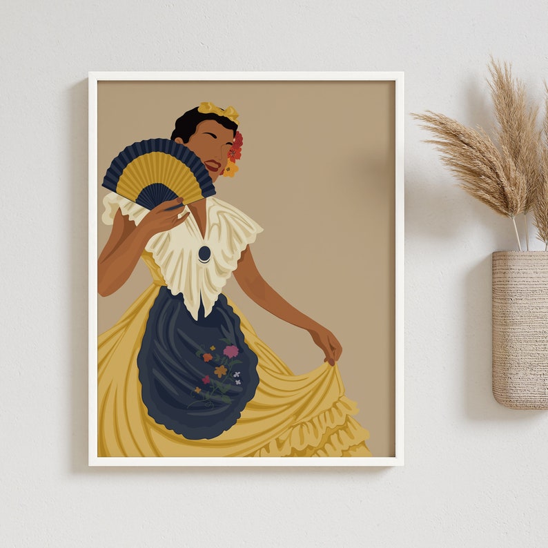 Mexican Woman Art Mexico Wall Art Print Hispanic Art Etsy