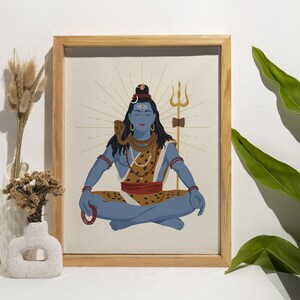 Impression d'art Seigneur Shiva, art mural Shiva, art dieu hindou, oeuvre d'art hindoue, affiche de Shiva, art hindou, affiche de méditation, art mural spirituel, Mahadev image 5
