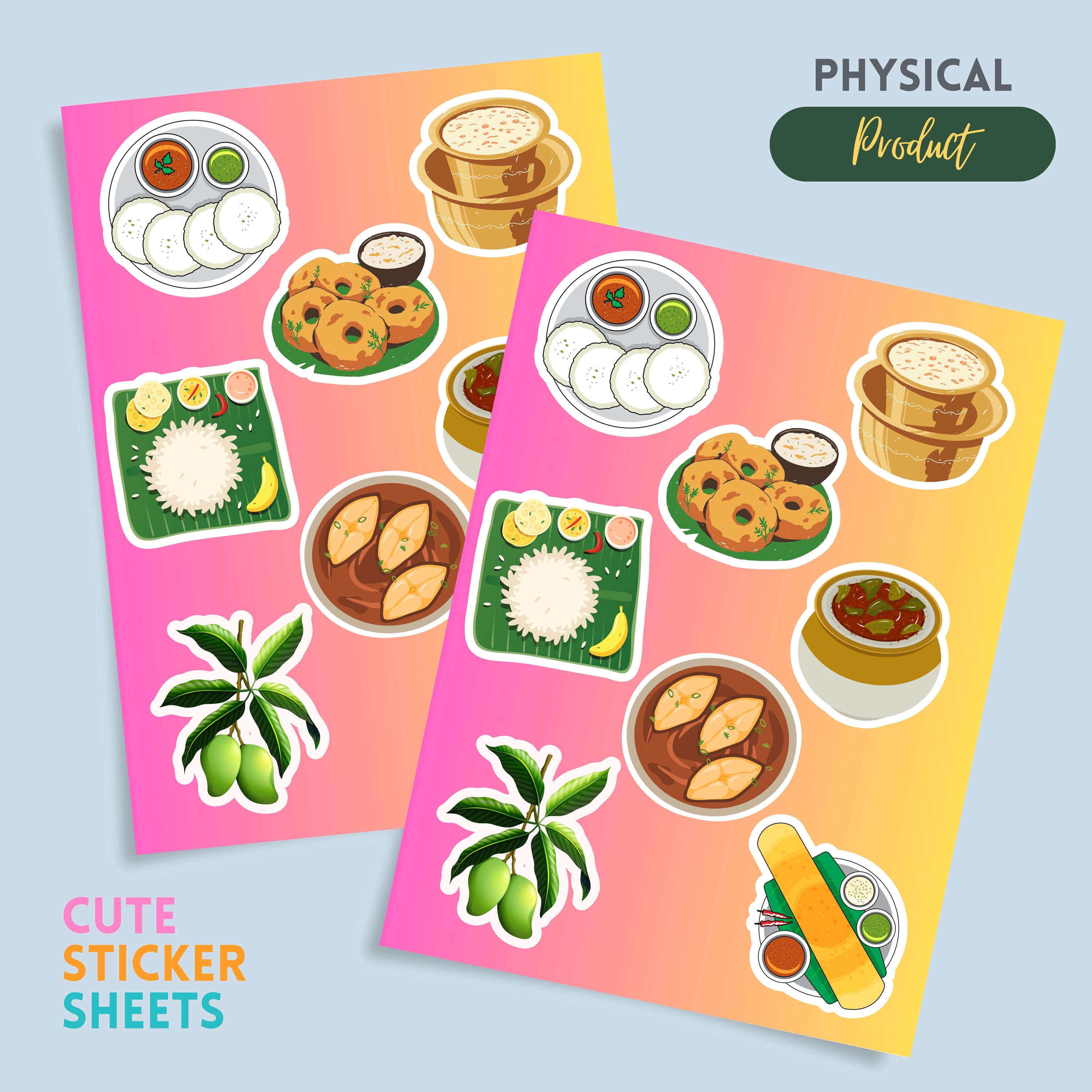 Indian Chef Sticker South Indian Food Stickers Sheet, Cute Desi Sticker, Indian Sticker ...