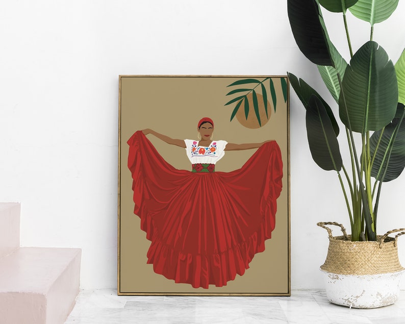 Mexican Woman Art Mexico Wall Art Print Hispanic Art - Etsy