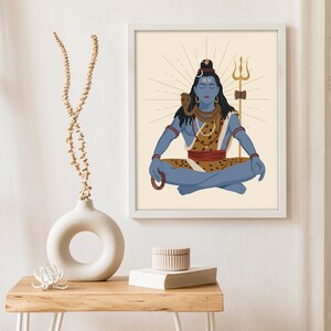 Impression d'art Seigneur Shiva, art mural Shiva, art dieu hindou, oeuvre d'art hindoue, affiche de Shiva, art hindou, affiche de méditation, art mural spirituel, Mahadev image 3