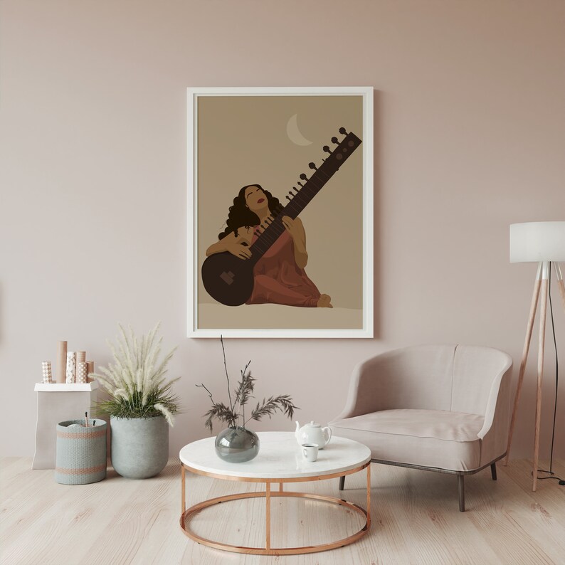 Sitar Art Desi Art Saraswati Veena South Indian Print Etsy