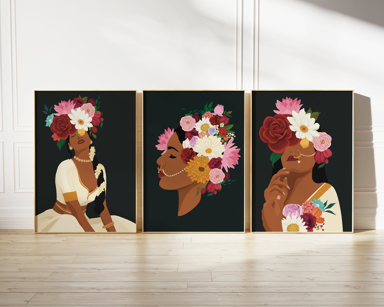 Buy Indian Woman Flower Head Wall Art Desi Art Flower Woman Art Online