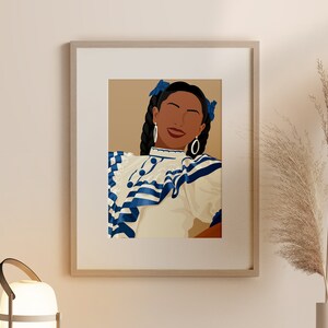 El Salvador Art Print, Salvadoran Woman Poster, Salvador Traditional Portrait, Salvadorean Art, Central American, Hispanic Art, Latino Art image 4