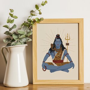 Impression d'art Seigneur Shiva, art mural Shiva, art dieu hindou, oeuvre d'art hindoue, affiche de Shiva, art hindou, affiche de méditation, art mural spirituel, Mahadev image 7
