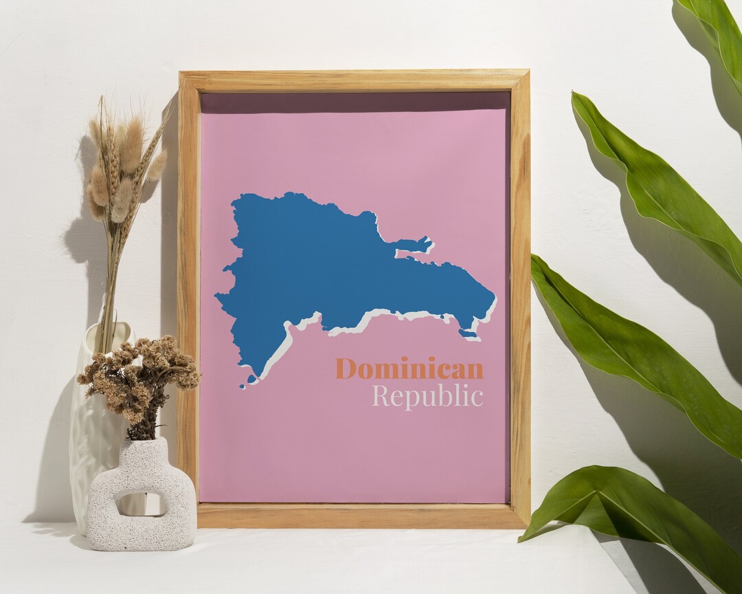 Dominican Republic Map Art, Dominican Map Wall Art, Country Map of Dominican, Topographic Print