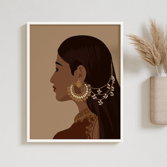 Art Indian Wall Asian Print Brown Girl - Etsy