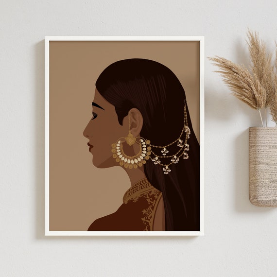 Art Indian Wall Asian Print Brown Girl - Etsy