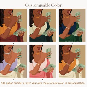 Rich Indian Woman Art, Desi Wall Art, Mom Im a Rich Man Art, Powerful South Asian Woman Art, Indian Art, Tamil Girl, Brown Girl with Money image 6