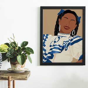 El Salvador Art Print, Salvadoran Woman Poster, Salvador Traditional Portrait, Salvadorean Art, Central American, Hispanic Art, Latino Art image 3