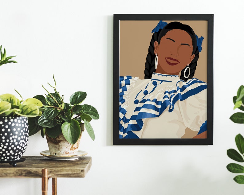 El Salvador Art Print, Salvadoran Woman Poster, Salvador Traditional Portrait, Salvadorean Art, Central American, Hispanic Art, Latino Art image 3
