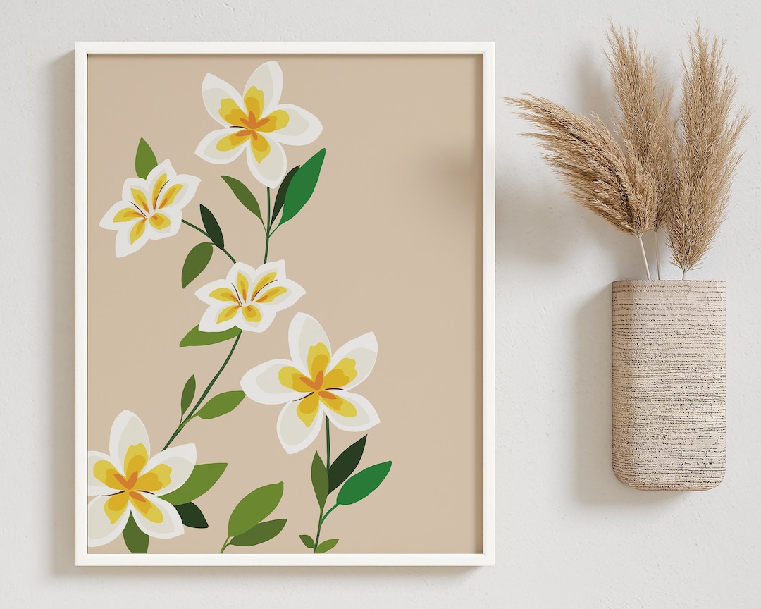 Jasmine Flower Print, Floral Wall Art, White Flower Print, Tropical ...