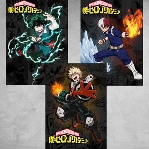Set de 3 carteles de héroes impresos en papel satinado