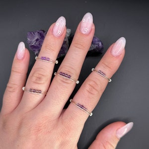 Anxiety ring with amethyst balls (anxiety ring | fidget ring | gemstone anxiety ring | crystal anxiety ring | amethyst anxiety ring)