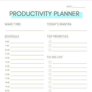Productivity Planner Printable - Template