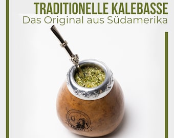 Authentic Gourd Calabash & Decorated Bombilla - Traditional Mate Tea Experience - Natural Product