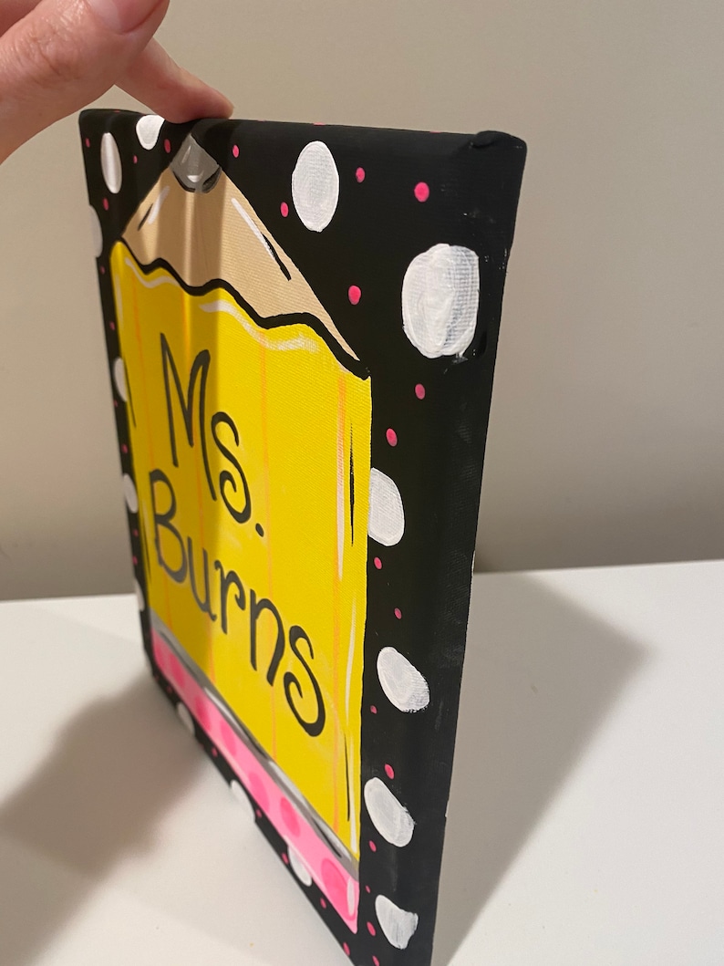 Small, Personalized, Hand Painted, Teacher Pencil Canvas Painting - Etsy