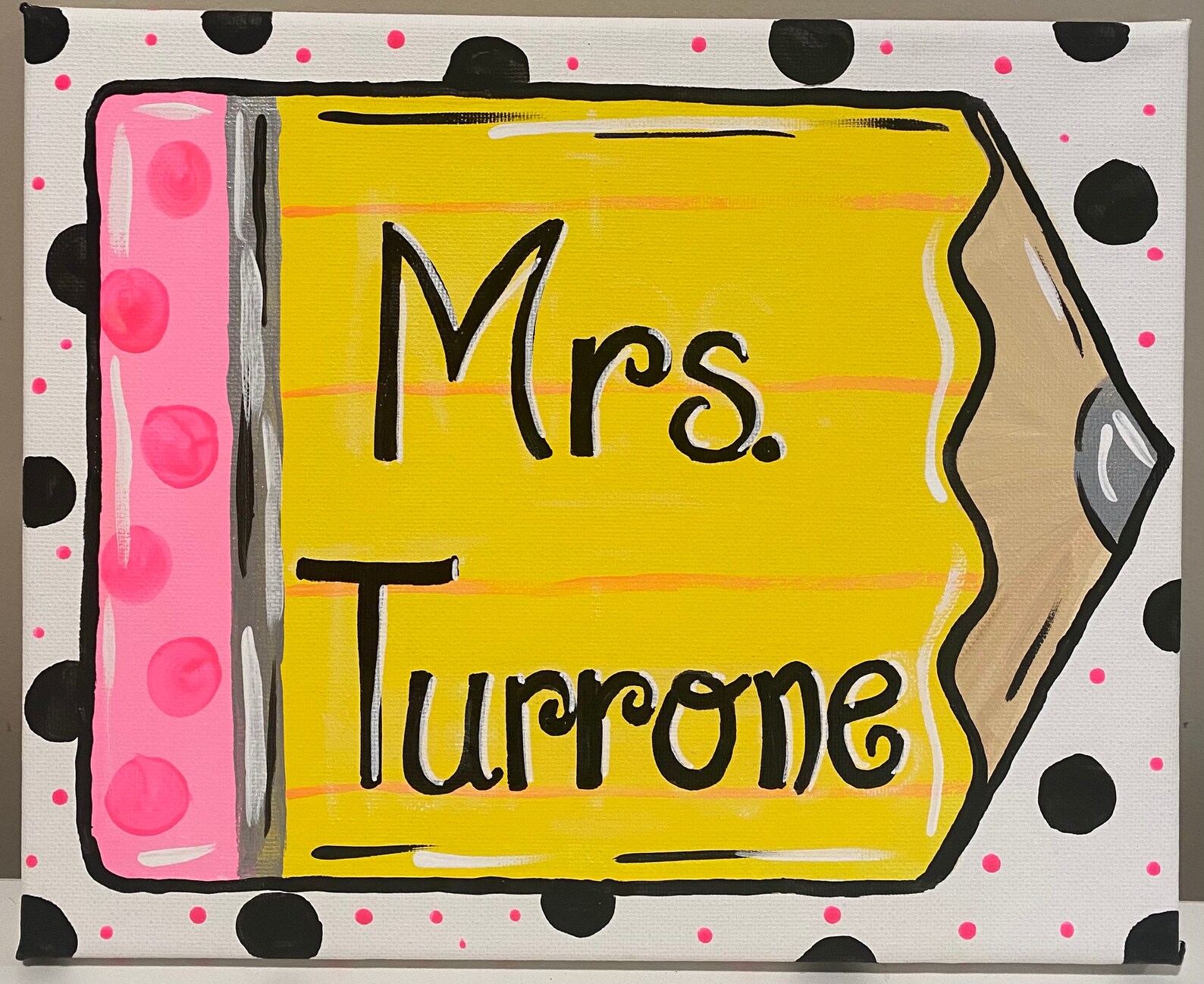 Small, Personalized, Hand Painted, Teacher Pencil Canvas Painting - Etsy