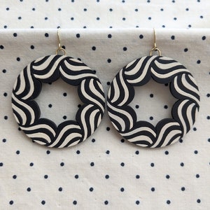Large Spiral Hoop Earrings Wooden and Hand Painted, Wooden Earrings, Bold Earrings, Hand-Painted, colorful earrings