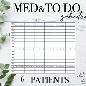 6 Patient Medication/To Do Schedule For Day/Night Shift| Instant Download & Printable| Nurse Report| Nurse Brain | Hand-Off| Shift Change