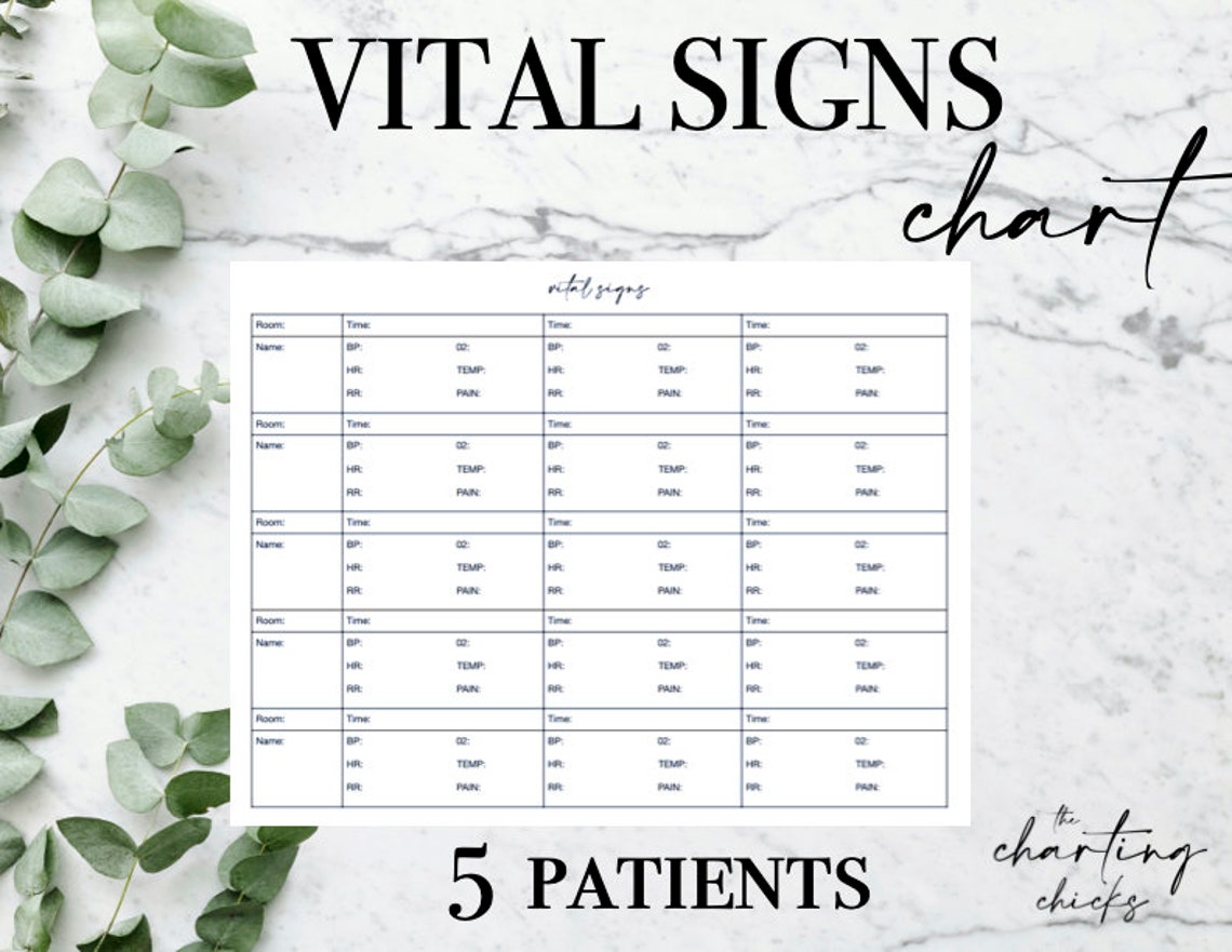 5 Patient Vital Sign Chart for Day and Night Shift Instant Download