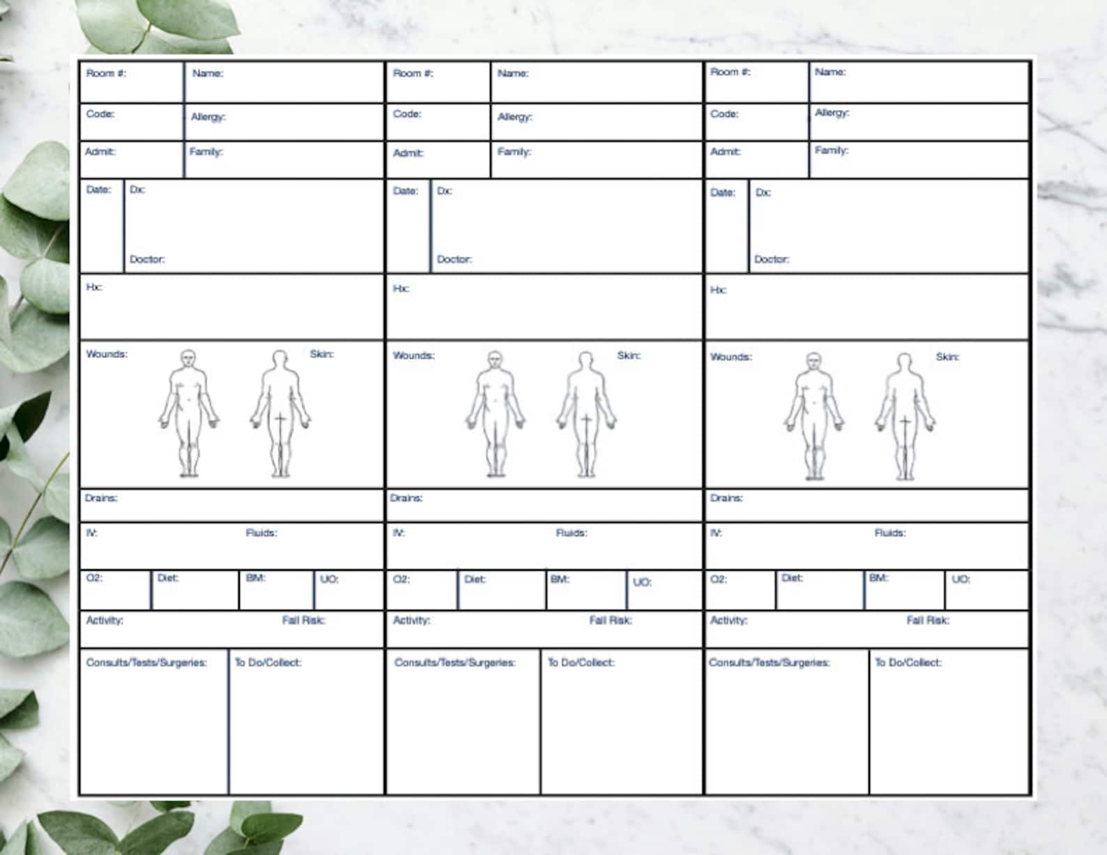 nurse brain sheet orthopedic