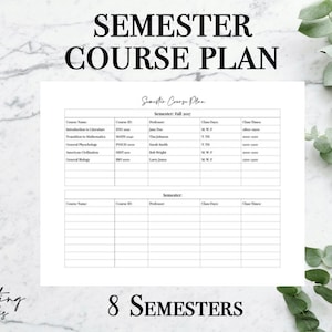Semester Course Planner/Schedule | Instant Download, Editable & Printable| College/University |