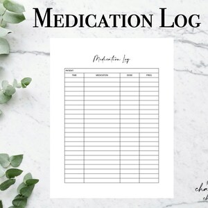 Medication Log | Instant Download & Printable Template |
