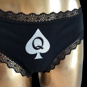 Sexy lace thong with "Queen of Spades" embroidery [Item No. 2TB-006]