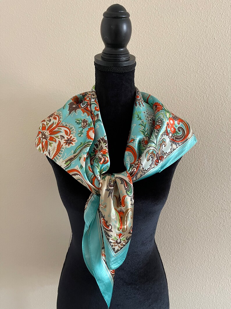 Green Scarf Neck Silk Scarf Head Scarf Vintage Scarf Luxury Silk Scarf ...