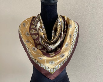 Vintage Scarf - Neack Silk Scarf - Head Scarf - Vintage Style 80 -90s - Luxury Silk Scarf - Designer Scarf - Hair Silk Scarf