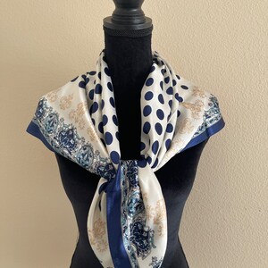 Polka Dot Scarf - Women Silk Scarf - Neck Scarf - Handbag Scarf - Vintage Scarf - Head Wrap - Fashion Scarf - Designer Scarf - Silk Bandana image 5