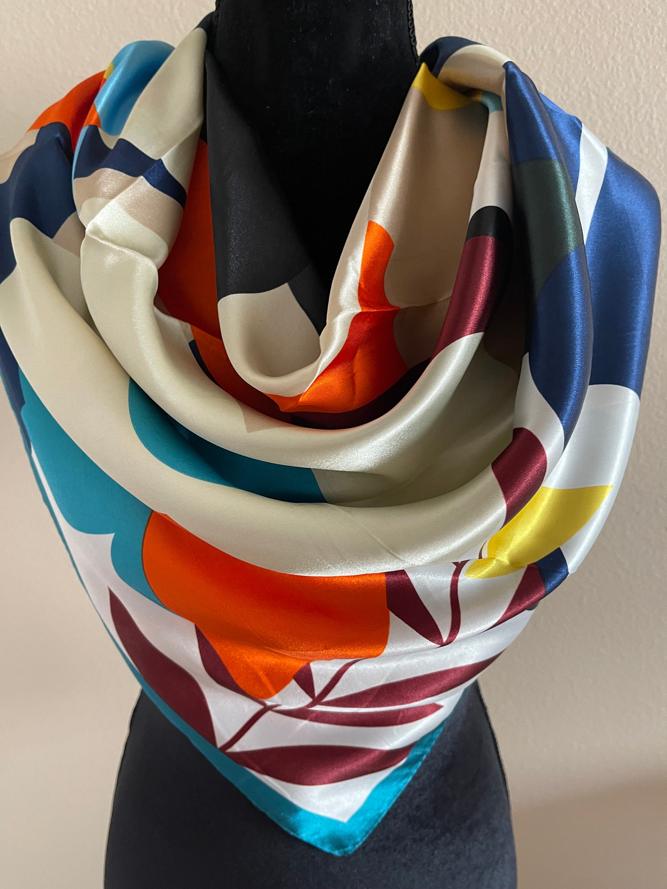 Floral Silk Scarf Women Neck Scarf Hair Scarf Gift for Etsy