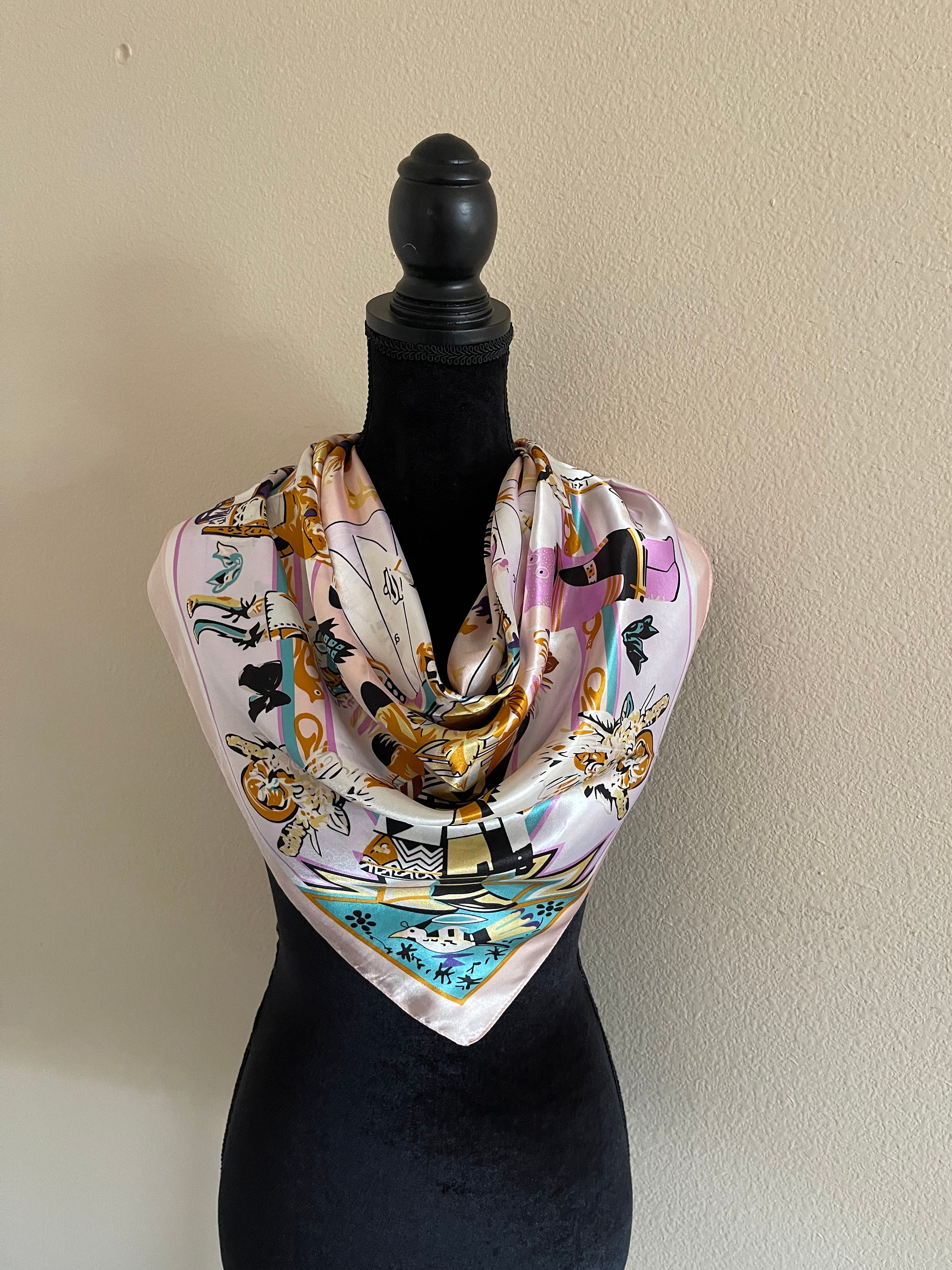 Designer Inspired H scarf Cream and Tan