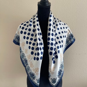 Polka Dot Scarf - Women Silk Scarf - Neck Scarf - Handbag Scarf - Vintage Scarf - Head Wrap - Fashion Scarf - Designer Scarf - Silk Bandana image 6