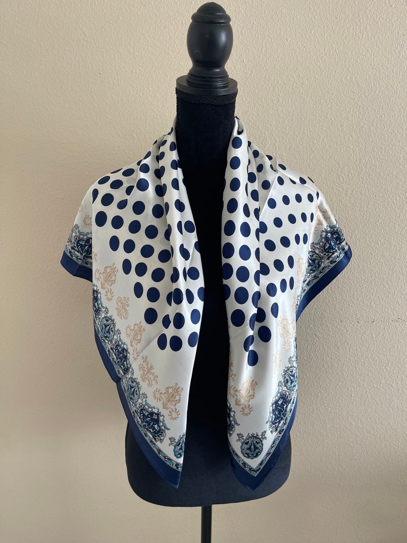 White Polka Dotted Silk Fringes Scarf main image 1