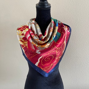 Women Neck Scarf - Head Scarf - Hair Silk Scarf - Vintage Scarf - Silk Bandana - Floral Scarf - Women Designer Scarf - Fashion Scarf