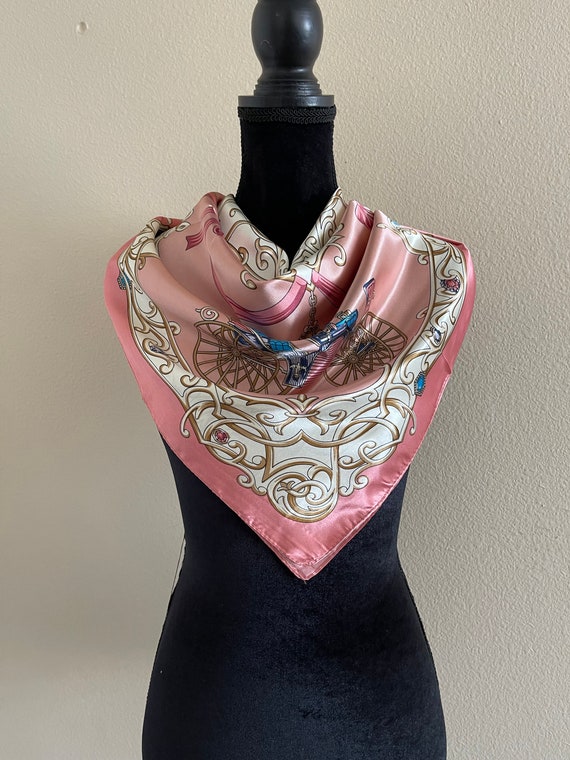 Pink Silk Scarf - Bag Scarf, Women Square Silk Sc… - image 7