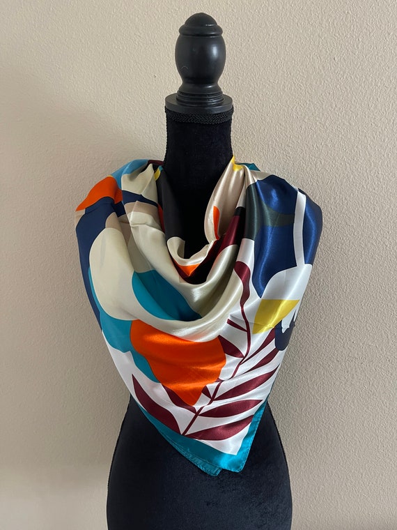 Floral Silk Scarf - Women Neck Scarf - Hair Scarf 