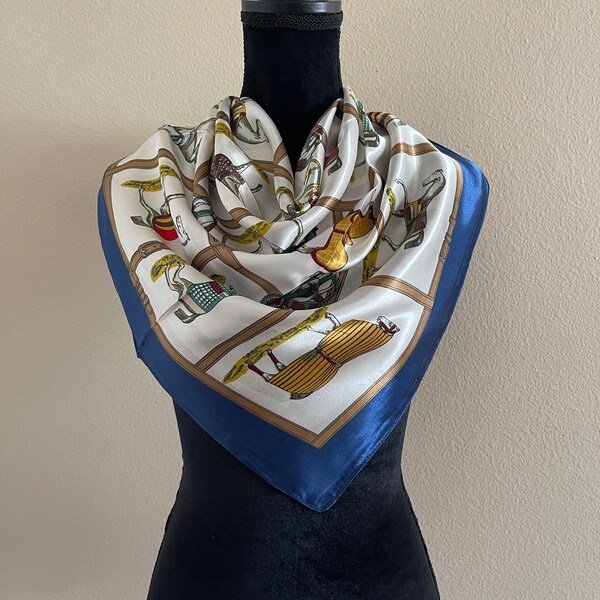 Equestrian Scarf - Horse Print Scarf - Women Scarf - Luxury Silk Scarf - Fashion Scarf - Head Scarf - Designer Scarf - Bag Scarf - Bandana