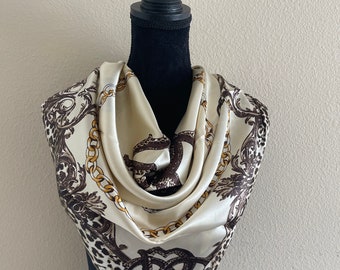 Vintage Inspired New Scarf - Head Silk Scarf - Vintage Style 80s - 90s - Neack Square Scarf - Luxury Silk Scarf - Women Designer Scarf