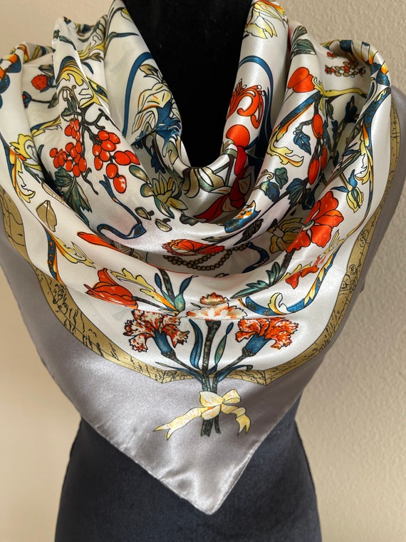 Vintage Scarf - Neck Silk Scarf - Head Scarf - Vi… - image 3